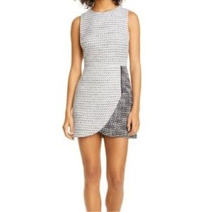 alice & olivia Sally Slide tweed mini-dress black & white GUC sz 10